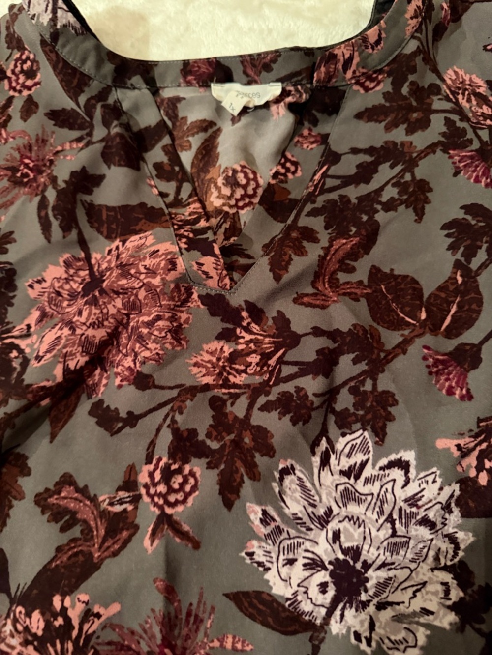 Maurices Floral Print Blouse in Mauve and Burgundy